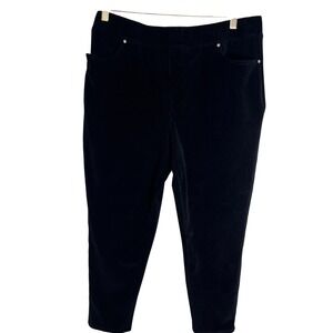 Quacker Factory QVC Pants Womens M Short Black Corduroy Pull On Straight‎ Leg